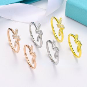 Paren Designer Rings High Version Diamond Rope Ring White Copper Coped 18K Rose Gold European American Fashiony Ring
