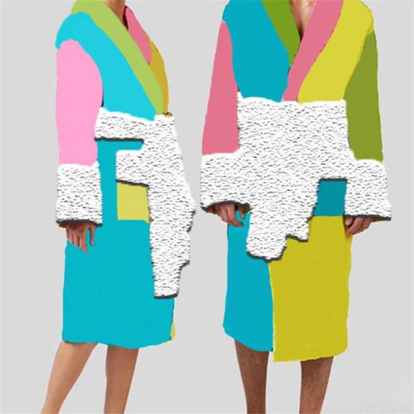 Couples Home Peignoir Robe en cachemire pour hommes et femmes cachemire épaissi long coton chaud peignoir pyjama hiver