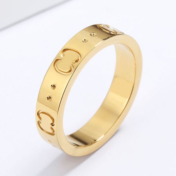 Couples étroit bague homme designer bague pour femmes couples hip hop rétro taille 10 lettres décontractées épais luxe bijoux de fiançailles femme mens bague ZB022 E23