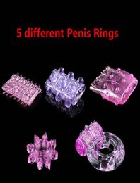 Couples plaisir coq pénis vibrateur anneau stimulateur de clitoris érections plus longues et éjaculations plus intenses jouets sexuels 5pcsset2512211