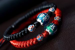 Koppels rood touw temperatuur verandering emotie gevoel kleur veranderlijke mood armband hand breien zilveren armbanden sieraden mannen en vrouwen
