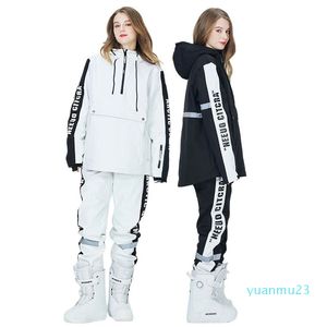 Paren ski -pak dames ski -jassen en broek zetten twee stukken losse print letters waterdichte sneeuwpakken mannen winter sneeuwpak