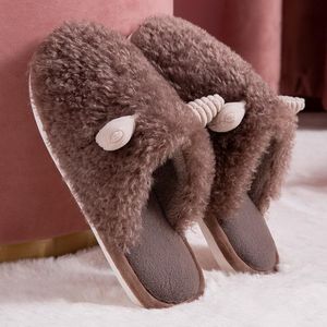 Pantoufles d'hiver pour hommes et femmes, tongs chaudes en forme d'animaux mignons, sandales de maison, chaussures d'intérieur au sol