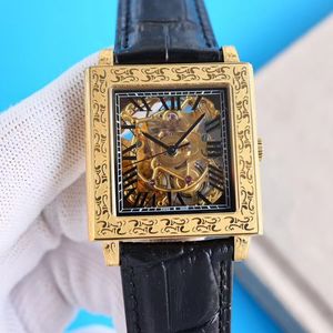 Paren vierkant hoogwaardige diamanten horloge-assemblage ETA2824 uitgehold volledig automatische mechanische beweging met saffierspiegel fijn vakmanschap luxe horloge