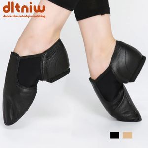 Baskets à enfiler pour femmes, chaussures de danse en cuir véritable pour hommes adultes enfants filles, bottes de sport noires, chaussures de danse Jazz 240117