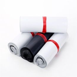 Koerier Tas Zwarte Envelop Mailing Zakken Verdikking waterdichte witte Zelfklevende Afdichting Plastic Zakje 15 25 cm 400pcs350G