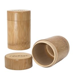 COURNOT – pot de stockage en bambou naturel avec couvercle, grande capacité de 240ML, pot de rangement en bois, boîte à tabac, accessoire pour fumer