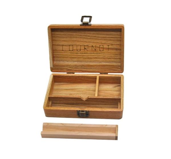 COURNOT boîte de rangement en bois de tabac fait main naturel 50120173MM plateau roulant en bois boîte d'herbes de tabac accessoires de tuyau de fumée 6991044