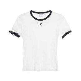 Courreges PS24 Lente/zomer Nieuw populair patroon T-shirt T-shirt Dames originele hoge kwaliteit goederen