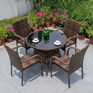 Courtyard Balcony Outdoor Garden Terrace Iron Art Vine Tavage de la zone de loisirs et chaise Five Piece Set-