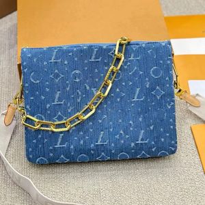 Coussin 2024 Nieuwe denim ontwerper Schouder Tote Sac Luxe Crossbody Shopping Fashion Women Cluth Bag Hobo Drawtring Bucket Bags Pochette