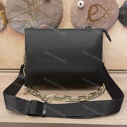 Bolsos de cadena COUSSIN Bolso bandolera de diseñador bandolera de cuero genuino para mujer Bolsos con cierre de cremallera M57793 3 compartimentos interiores Bolso bandolera en relieve