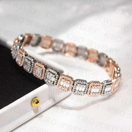 Coutom Hip Hop Jewelry 10K Gold /S Sier Iced Out Clustered Baguette Cut VVS Moissanite Diamond Chain Tennis Bracelet