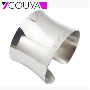 Couya Nieuwe Mode Plain Manchet Armbanden in roestvrij staal Materiaal Glanzende Mode Vrouwen Breedte Manchet Bangle Bracelet Q0717