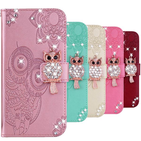 Funda 3D Owl Flip Funda de cuero para IPhone11ProMax para IPhone 12 XS Max XR X 8 7 6 6SPlus SE2020 Funda tipo billetera Capa