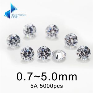 Couvreur 5000pcs 5A CZ Pierre 0,75,0 mm Prix d'usine Round Hine Coup Blanc Couleur en vrac Cubic Zirconia Synthétique Gemone Synthétique