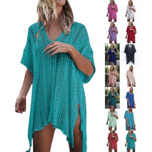 Cover Up For Women Crochet Mouwess Tunic V Neck Bikini Beachwear Sheer Bathing Suit Coverups