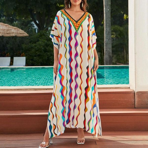 Couvrir les femmes à manches mi-longueurs Pullor Viscose Muslim Robe de maillot de bain Long Jupe