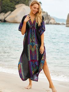 Cover-ups Plus Kaftan Beach Tunic Costume de plage d'été pour femme Maillots de bain couvrant la robe de plage bohème pour femme 230406