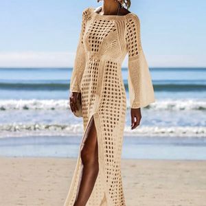 Cover-ups Sexy Empire Hollow Swimwear Cover-ups Long Crochet Dress Beach Outfits pour femmes One-pieces and Cutout Summer Clothes Maillot de bain 230508