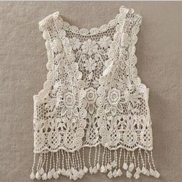 Été enfant en bas âge enfants bébé filles Crochet dentelle creux Cardigan hauts gilet glands couvrir gilet maillots de bain maillots de bain Saro253S