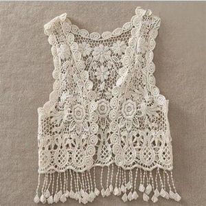 Cover-Ups Été Enfant En Bas Âge Enfants Bébé Filles Crochet Dentelle Creux Cardigan Hauts Gilet Glands Couvrir Gilet Maillots De Bain Beachwear Saro247y