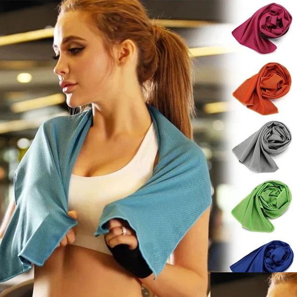 Cover-Ups Tralight Microfibra Gimnasio Yoga Toalla Secado rápido para la playa Natación Correr Correr Sensación fría Sudor Enfriamiento Hielo Viaje Drop D Otgu7