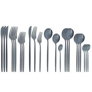 Couvoirs en acier inoxydable doré couvert 24pcs Gol Varelle Couvoirs Dîner Lnife Fork and Spoon Couverts de Table Vaisselle X0242R