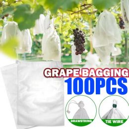 Couvre 100 pièces sacs de Protection des fruits Anti oiseau jardin cordon sac en filet Agriculture outil de lutte antiparasitaire prévenir les arbres fruitiers