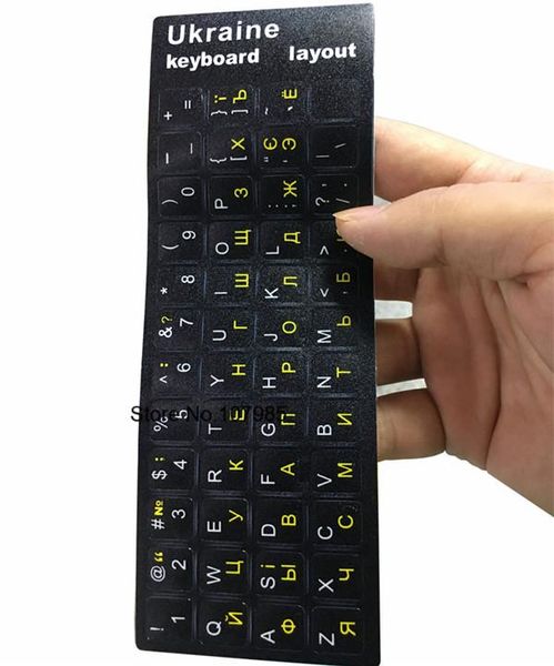 Couvre 100pcs / lot Ukraine English Keyboard Stickers Layout pour ordinateur portable / autocollant de bureau 11 11,6 12 13,3 14 15 15,4 17 pouces