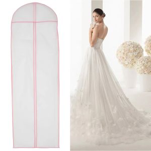 Cubre la cubierta de polvo de vestido de novia de 180 cm de boda con cremallera de tela no tejida traje de vestimenta de ropa de almacenamiento cubierta protector para guardarropa para guardarropa