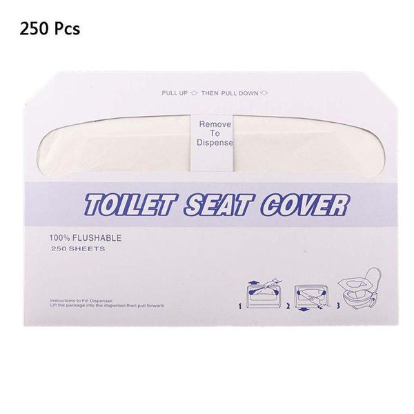 Cubre 250pcs cubiertas de asiento desechables de inodoro portátiles Flushable Universal Potty Shields K0ab