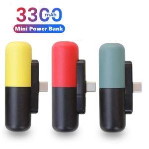 Couvre 3300mAh Capsule Mini Power Bank pour iPhone Samsung Xiaomi Oppo Backup Battery Powerbank Charger externe Portable Poverbank