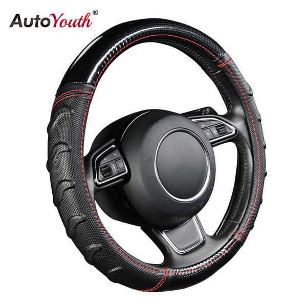 Cubiertas AUTOYOUTH Willow Modelado Masaje Cubierta del volante del automóvil Patrón de fútbol Empalme Cuero ligero Universal Se adapta a la mayoría de los estilos de automóviles G230524 G230524