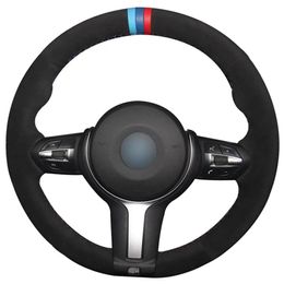 Couvre-volant en daim noir, marqueur bleu foncé bleu rouge pour BMW F33 428i 2015 F30 320d 328i 330i 2016 M3 M4 20142016 F87213z