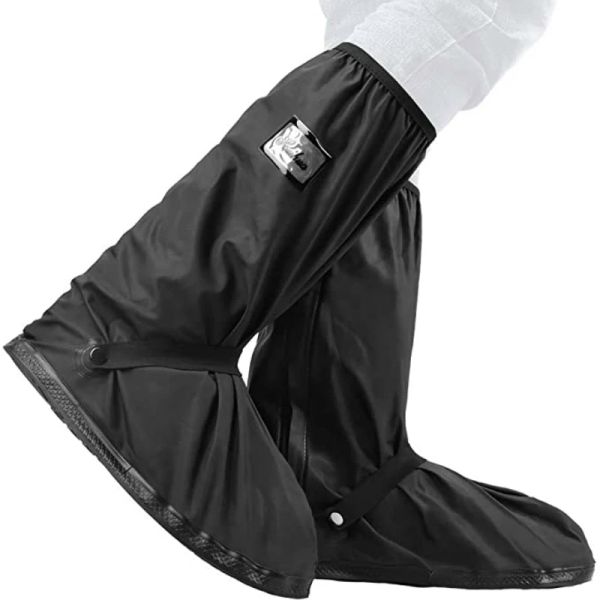 Fundas para botas de lluvia, impermeables, color negro, con reflector, zapatos transparentes de caña alta, cubiertas antipolvo para motocicleta, bicicleta, cubierta para la lluvia, hombres y mujeres