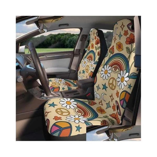 Fundas Fundas para asientos de coche Ers Rainbow Peace Love Hippie Retro Boho Er para mujeres Fit Cute Colorf Floral Front Bucket Drop Delivery Mobiles Mo