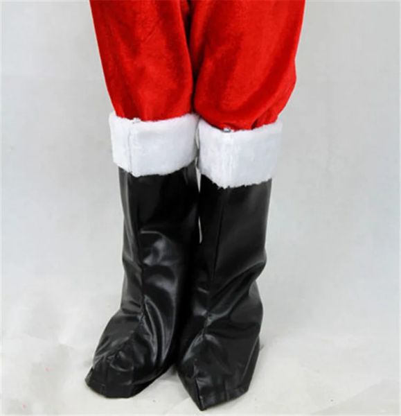 Cubre Navidad Papá Noel Botas Mujer Hombre Festival Cosplay Zapatos Boda Fiesta Actividad Suministros Decoración Negro Zapatos largos Cubre