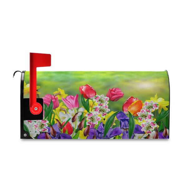 Couvre les jonquilles et les tulipes fleurs couverture de boîte aux lettres grande taille standard boîte aux lettres enveloppe décorative pour la maison jardin cour extérieur