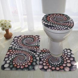 Cubiertas de franela WC 3D Househ antideslizante cubierta de asiento de inodoro almohadilla de baño alfombra de piso alfombra alfombra de pedestal tapa de inodoro 3 unids/set ZCL513