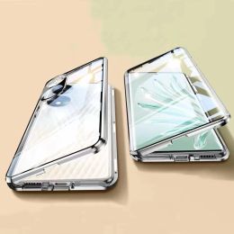 Couvertures pour Honor 90 Pro Glass Case Antipeeping Clear Magnetic Protective Sleeve For Honor90 90pro Transparent Anti Fall Shell