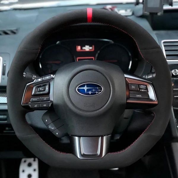 Fundas para Subaru BRZ nuevo Forester XV nuevo Outback LEVORG Legacy WRX DIY cuero gamuza cubierta del volante cubierta de la rueda del coche