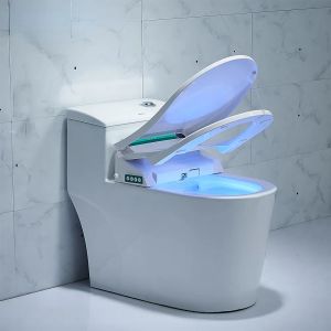 Begaan met intelligente toiletstoel langwerpige elektrische bidetafdekking LCD 3 kleur slimme bidetverwarming zit LED -licht WC F31