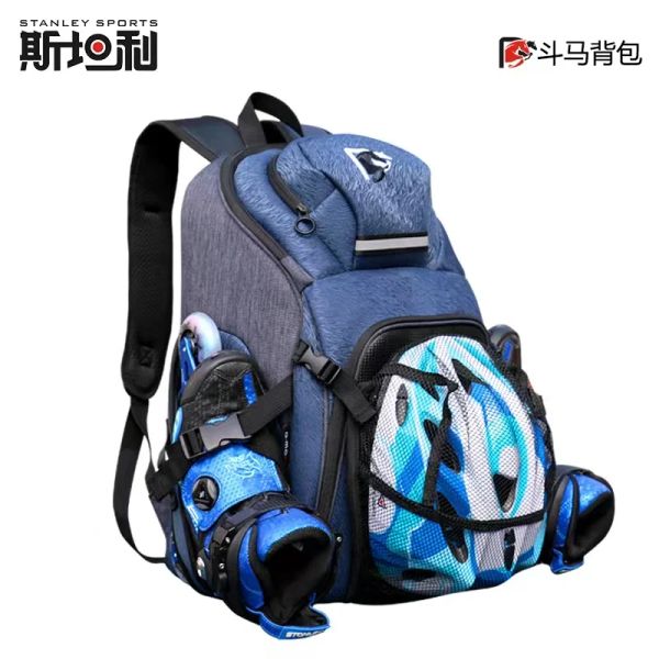 Cubre una bolsa de almacenamiento impermeable de gran capacidad para niños adultos, rodillo de velocidad, casco de patines en línea, estuche de transporte, mochila de patinaje sobre hielo, 48x3