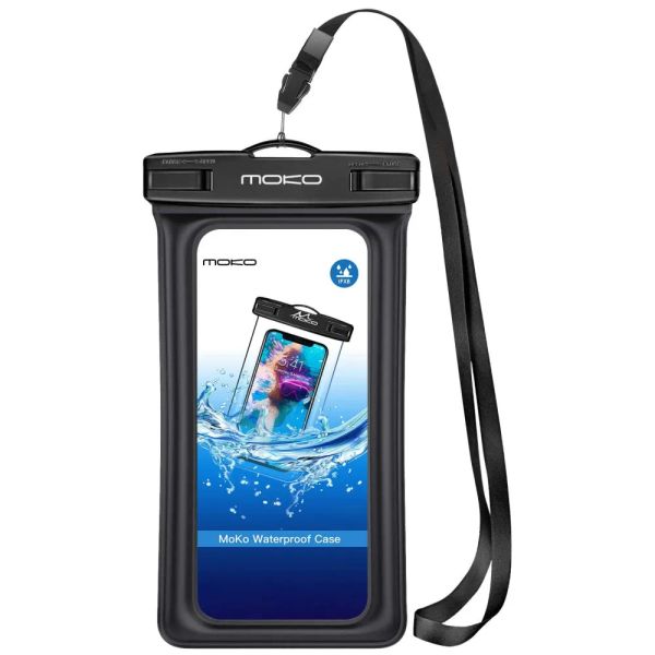 Cubre el soporte de la bolsa de teléfono impermeable flotante de Moko, la caja de teléfono flotable con la bolsa seca con brazalete de cordón para iPhone 13/13 Pro MAX/12/11/XR