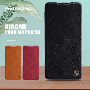 Couvre Nillkin pour Xiaomi Poco M4 Pro 5G boîtier Qin Flip Leather Case de porte de portefeuille Soft Touch Couverture pour Xiaomi Redmi Note 11T 11 5G