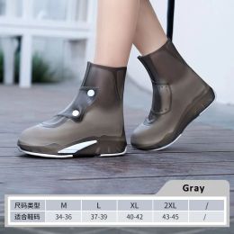 Cubre botas de lluvia para mujeres y hombres, zapatos impermeables, cubrezapatos, botas de goma de alta calidad, antideslizantes, doble botón, cubrezapatos de talla grande