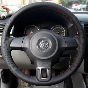 Couvre le couvercle du volant pour Volkswagen VW Golf 6 New Santana Jetta Polo Bora Touran Magotan Généreau en cuir de coiffure