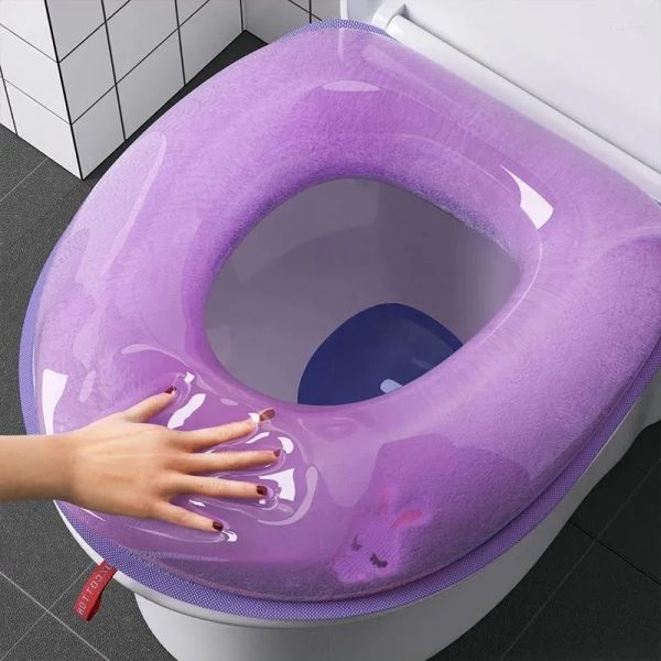 Covers de toilettes Couvertures de mousse de mousse autocollante lavable Silicone Four Seasons Salle de bain douce Closestool Mat Pad Cushion Oshape