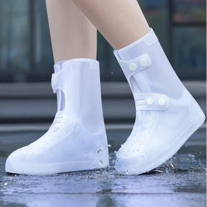 Covers White Shoe Rain Cover waterdichte overschrijen mannen vrouwen hoge top herbruikbare bootschoen deksel knop omhoog water schoenen beschermer galoshes